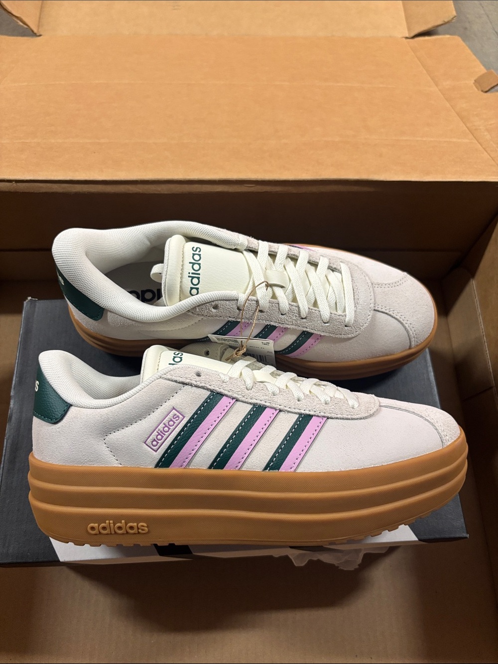 Adidas VL Court Bold Off White Collegiate Green Lilac JI1788 Women’s Shoe Size 7